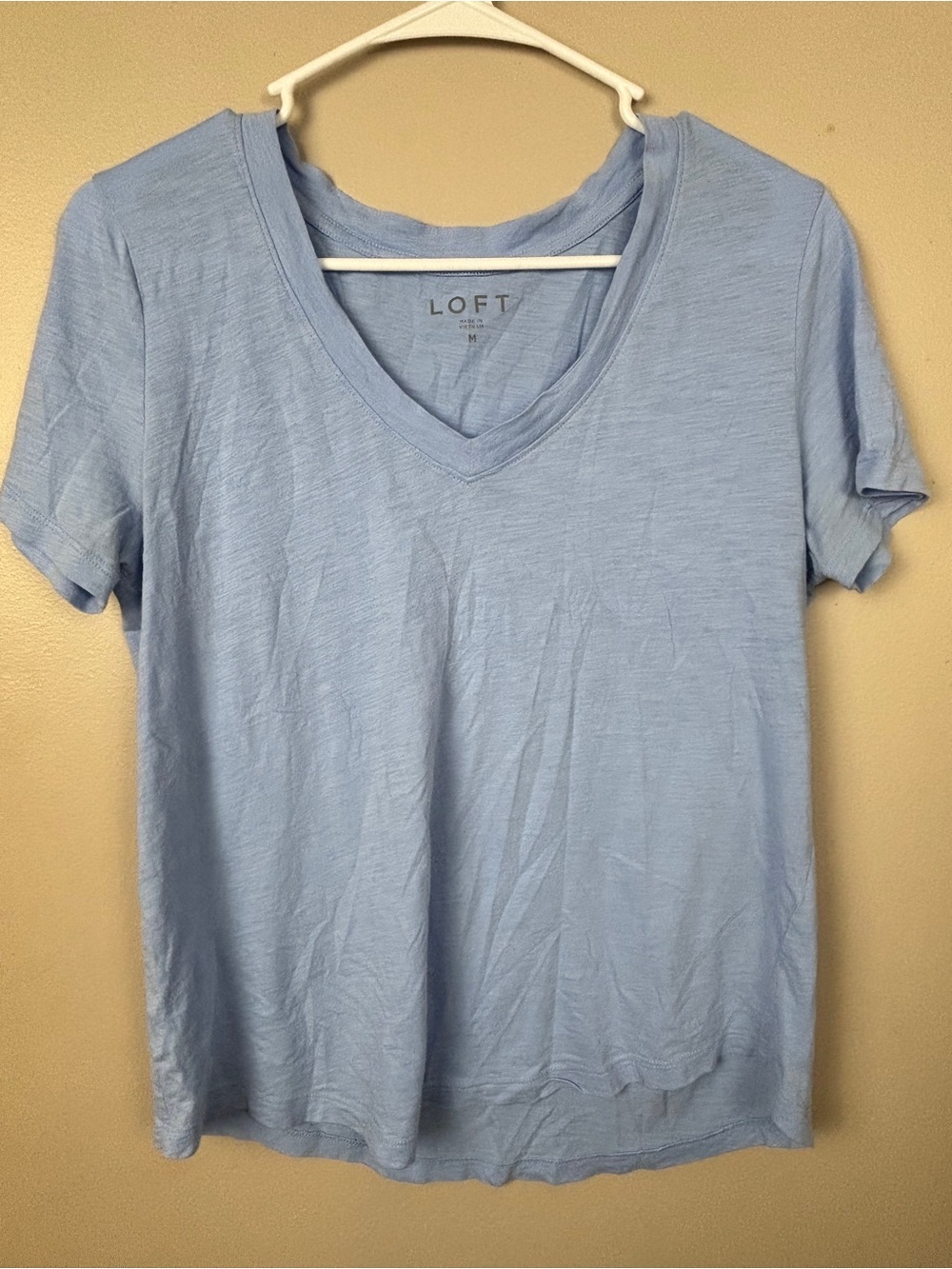 LOFT Sky Blue V-Neck Short Sleeve Tee